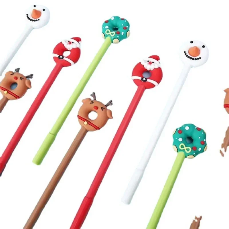 24Pcs creative Christmas cartoon donut student gender neutral pen, novelty Santa elements stationery office supplies