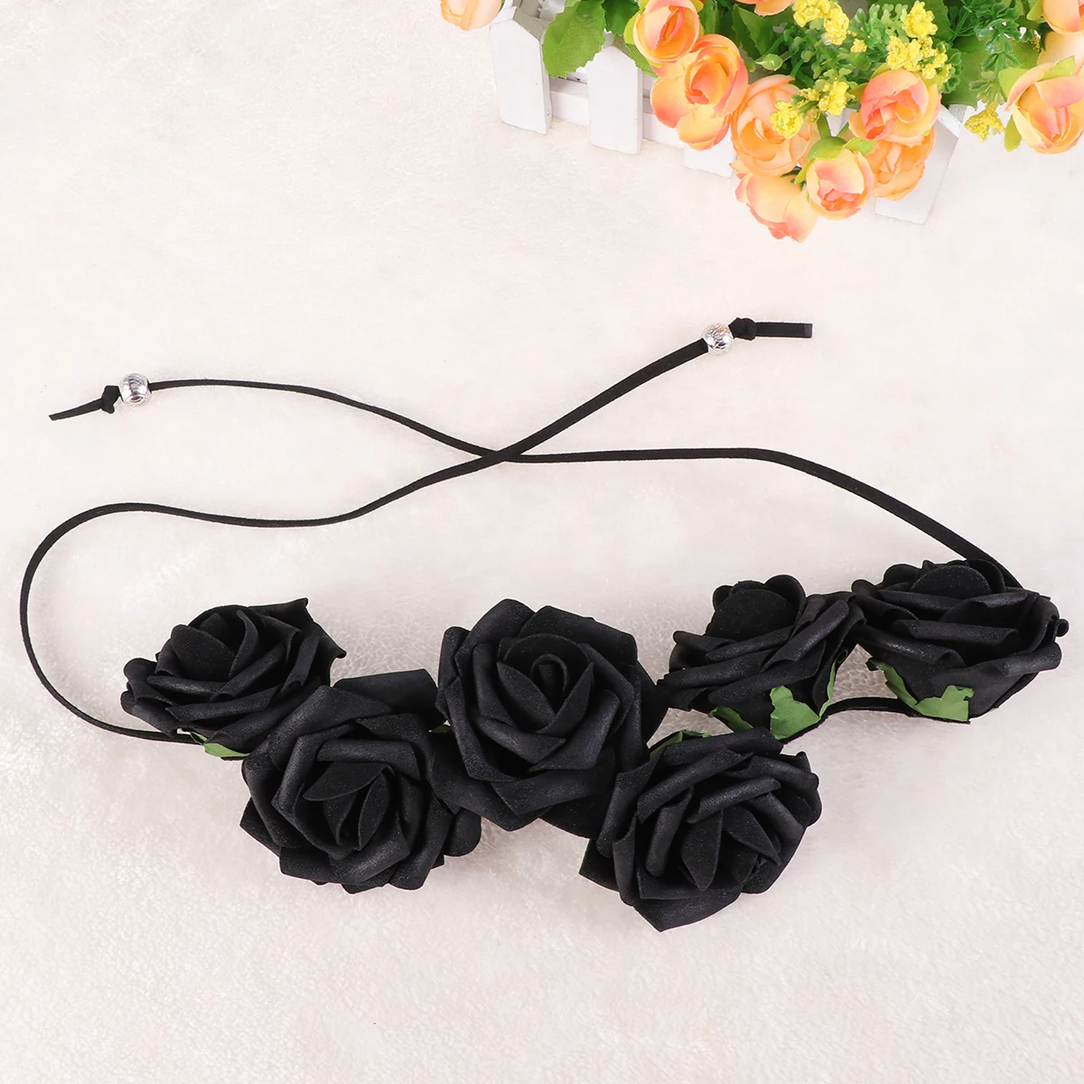 

Foam Rose Hair Wreath Dark Blue Floral Crown Bridal Headb Wedding Party Photo Shoot Flower Adjustable String Back Six Roses