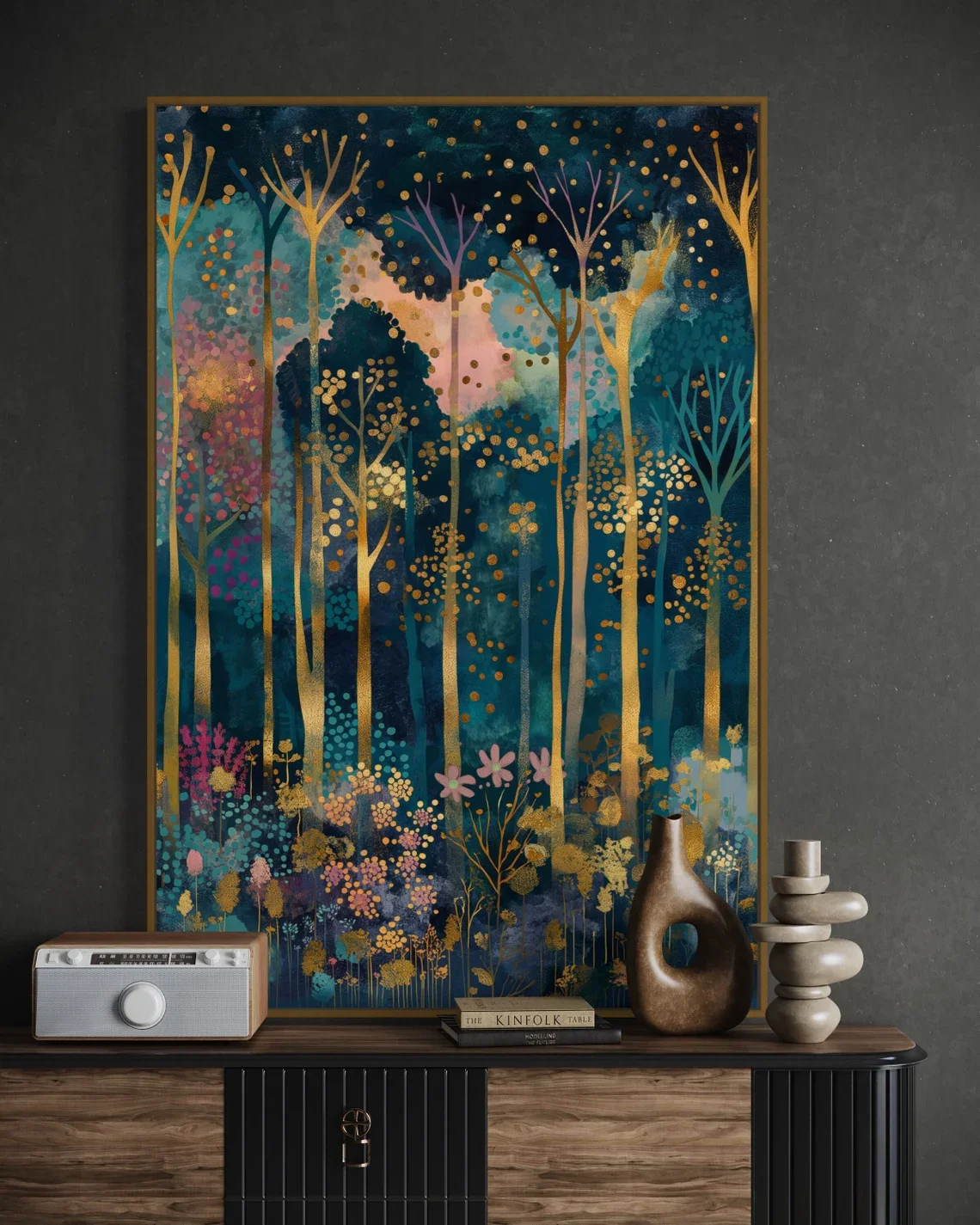 Rêve Enchanté : Art Forêt Magique Inspiré de Gustav Klimt - Décoration Murale de Luxe pour la Décoration Intérieure Automnale et le Style Coquette