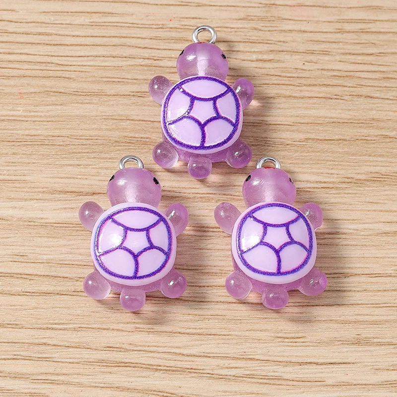10 Stück 16x25mm Cartoon Tier Charms Bonbonfarben Harz Schildkröte Charms Anhänger für Schmuckherstellung Ohrringe Halskette DIY Handwerk Geschenk – Detail 14