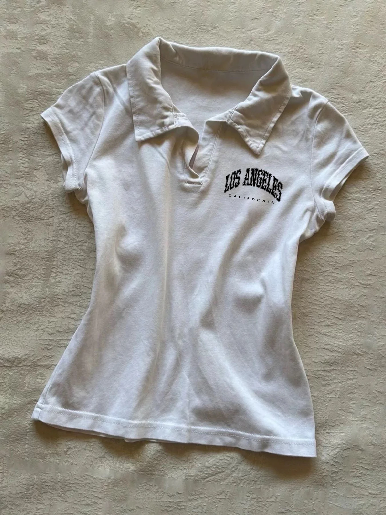 

Amazing summer! Women's slim polo with small V-neck and short sleeves is easy and fashionable, this is what you really need.