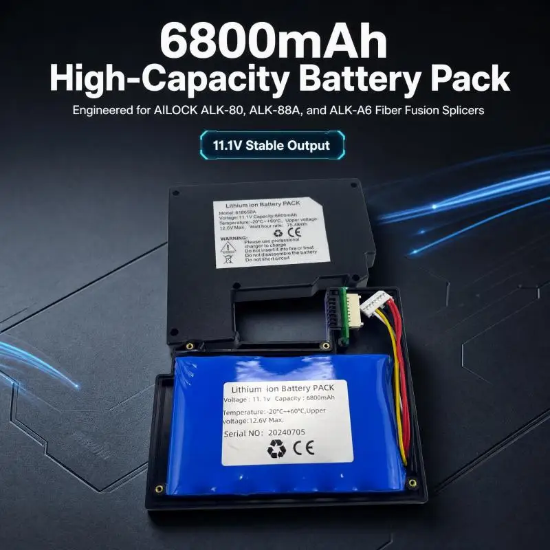ALK-80 ALK-88A ALK-A6  6800mAh Rechargeable Li-ion Replacement Battery for Fiber Fusion Splicer FTTH Optical Splicing Machine