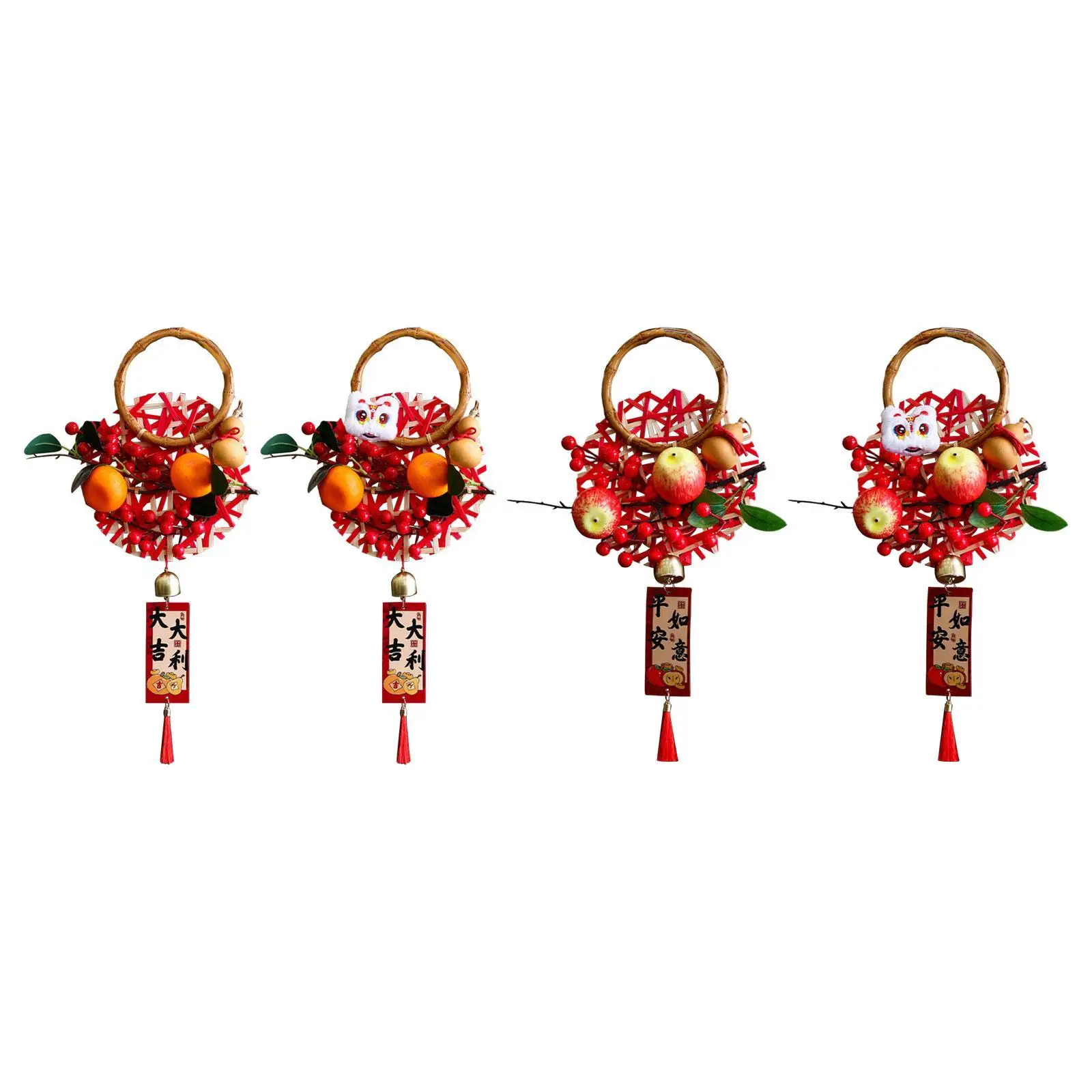 Door Hanging Wreath Chinese Lunar New Year Door Handle Pendant and Tassels for Kitchen Bathroom Living Room Bedroom Home Decor