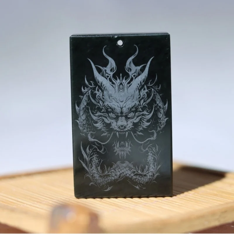

Hetian Shadow-Carved Peace Amulet Pendant Men and Women, Versatile Green Jade Jewelry