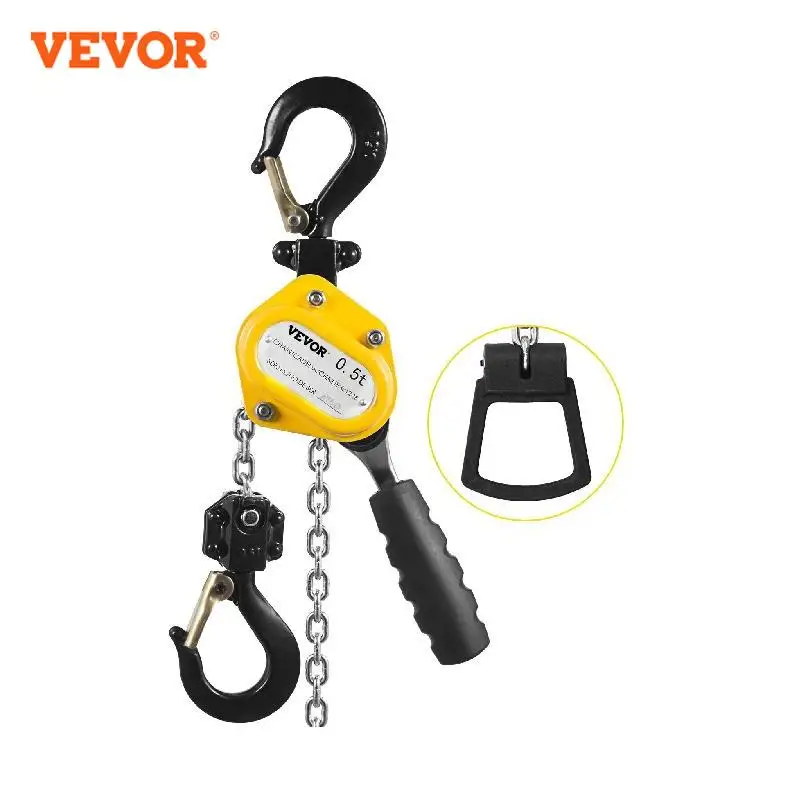 VEVOR 0,25 T-0,75 T Mini polipasto de cadena de palanca Manual (resistente) 1,5 M/3M/4,5 M/6M elevador de montaje con gancho certificado CE bloque de mano portátil