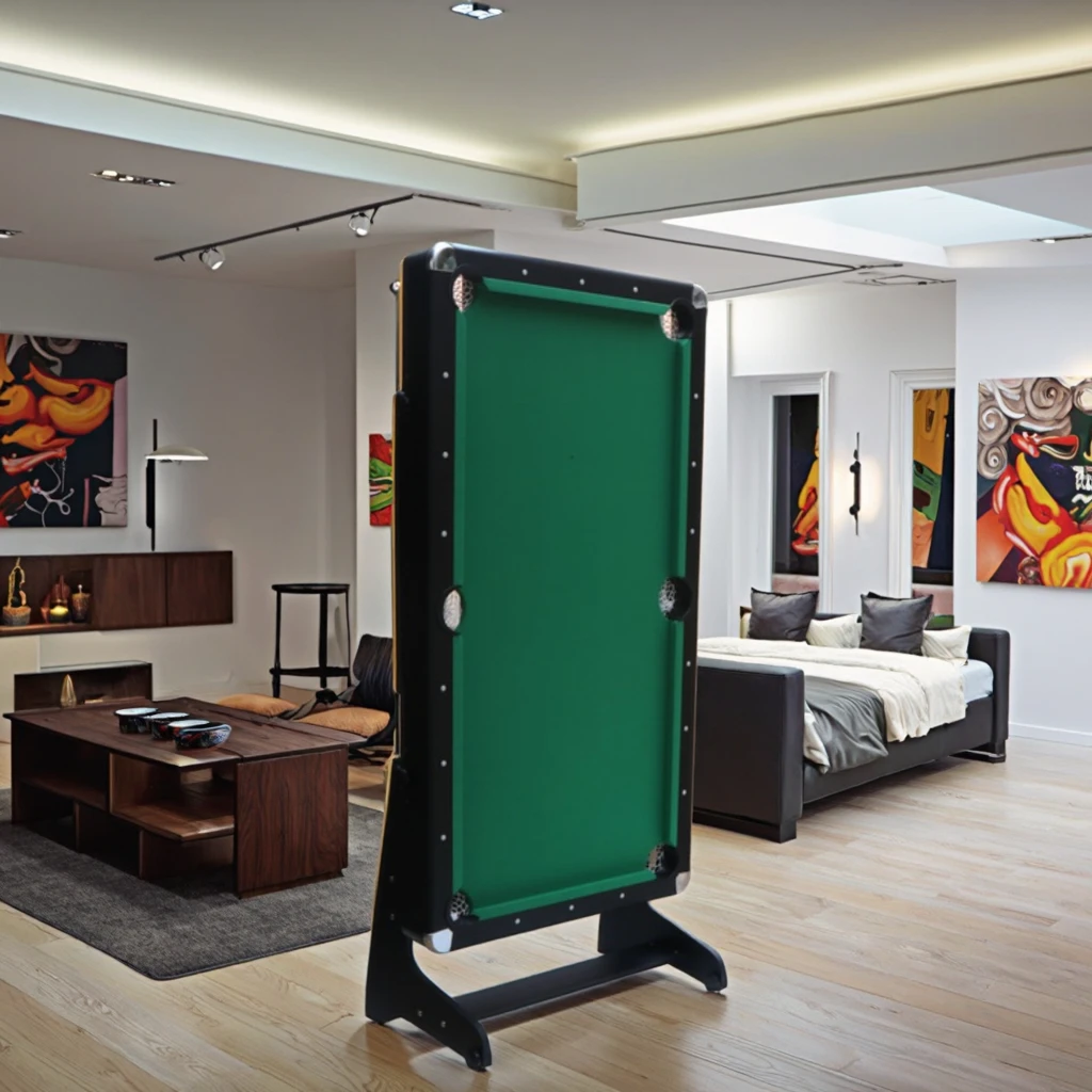 

Portable 5.5 Foot Home Snooker Billiard Pool Table with Folding Design Ball Return System Tournament Grade Eco-Friendly Features