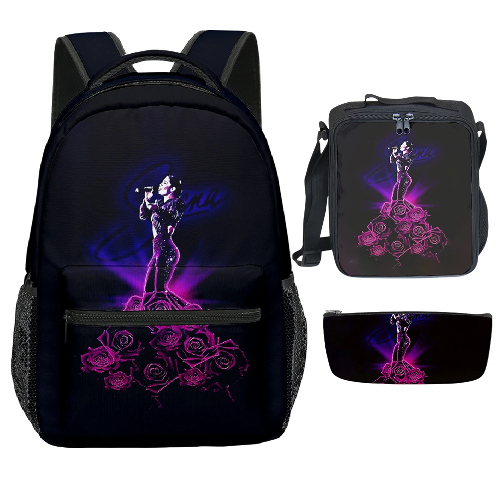 Popular Novelty Cute Selena Quintanilla 3D Print 3pcs/Set Student School Bags Laptop Backpack Crossbody Lunch bag Pencil Case