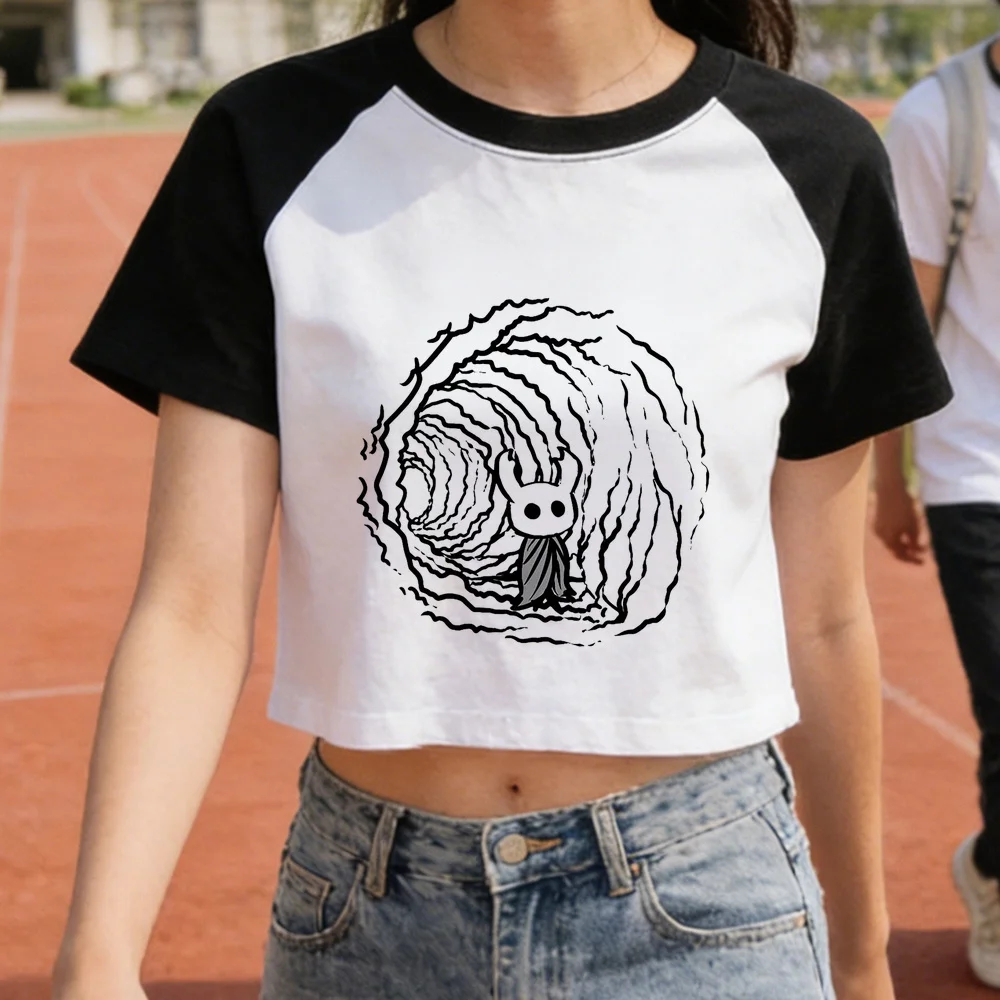 Hollow Knight cropped top female streetwear japanese anime t shirt grunge manga baddie japanese