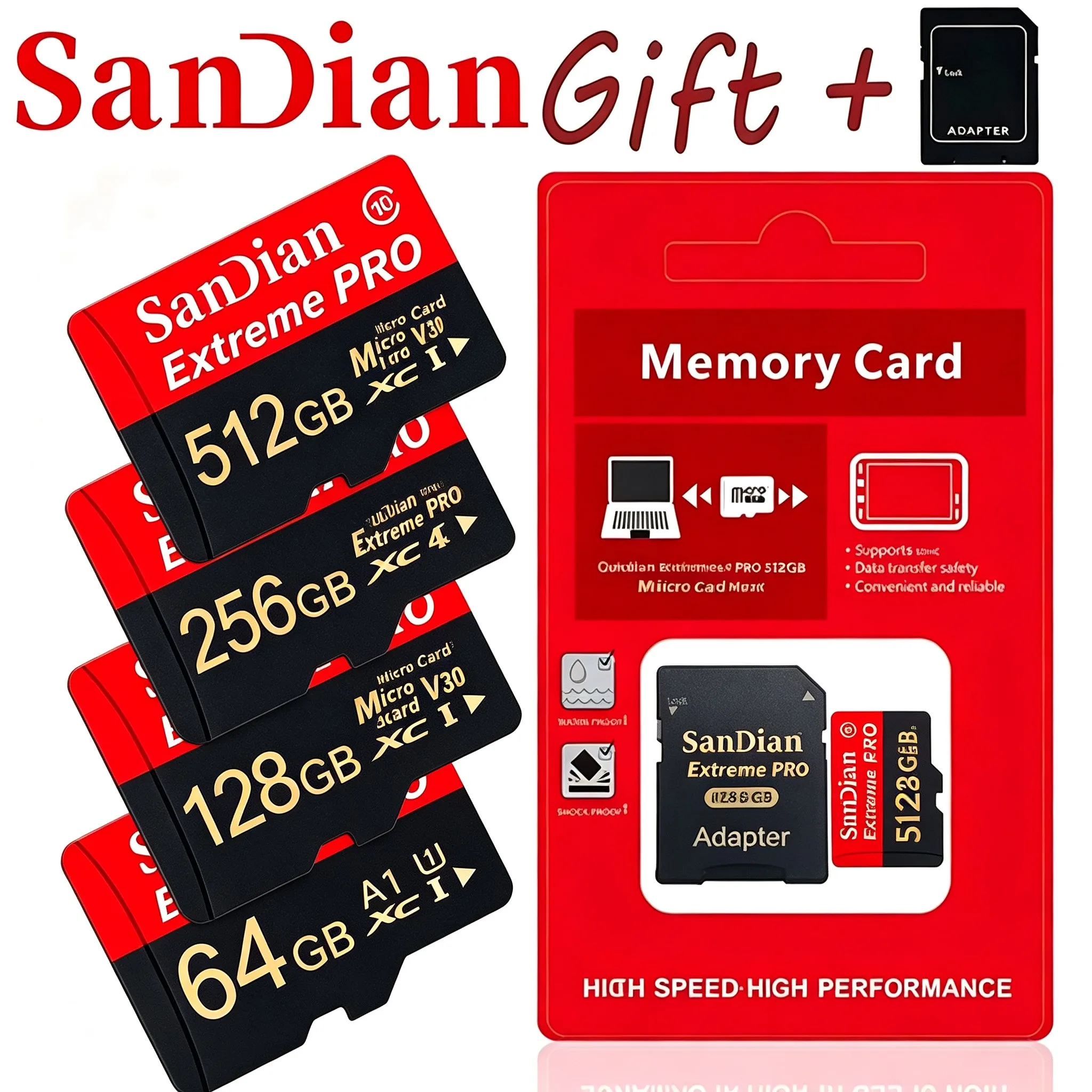 Micro TF SD Card 256GB Memory Card 32GB SD Cards 64GB TF Cards U1 for Body Camera/Tablet/Gaming Console/Car DVR/Drone Camera