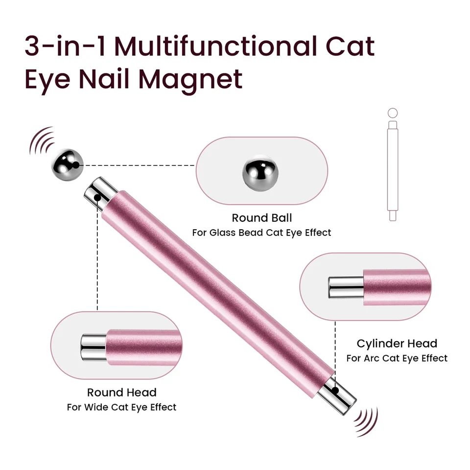 LINMANDA imán de uñas ojo de gato de doble cabeza 3 en 1, herramienta de diseño multifuncional para DIY 2