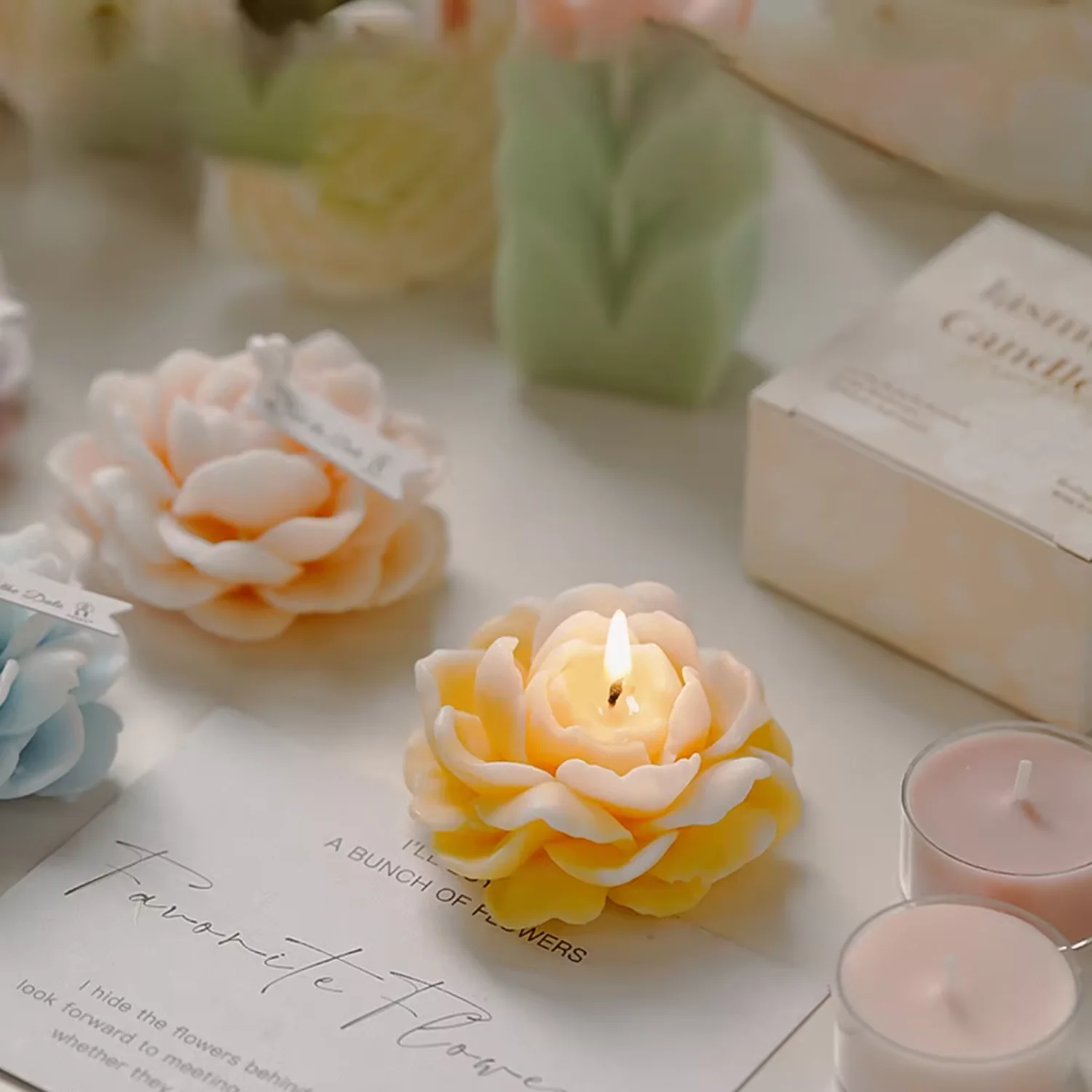 

Luxury Decoration Candle Jasmine Flower Shaped Scented Candle Room Valentine's Day Creative Guest Gift Aromatherapy Candles