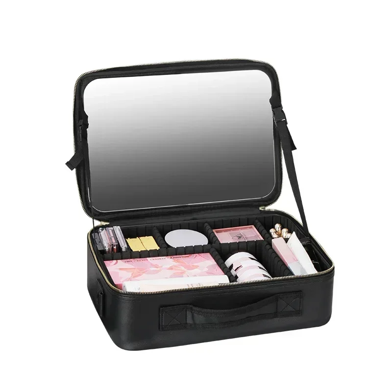 

Cosmetic Case With Mirror Travel Makeup Bag Large Capacity Female Beautician Skincare Product Makeup Case For Women