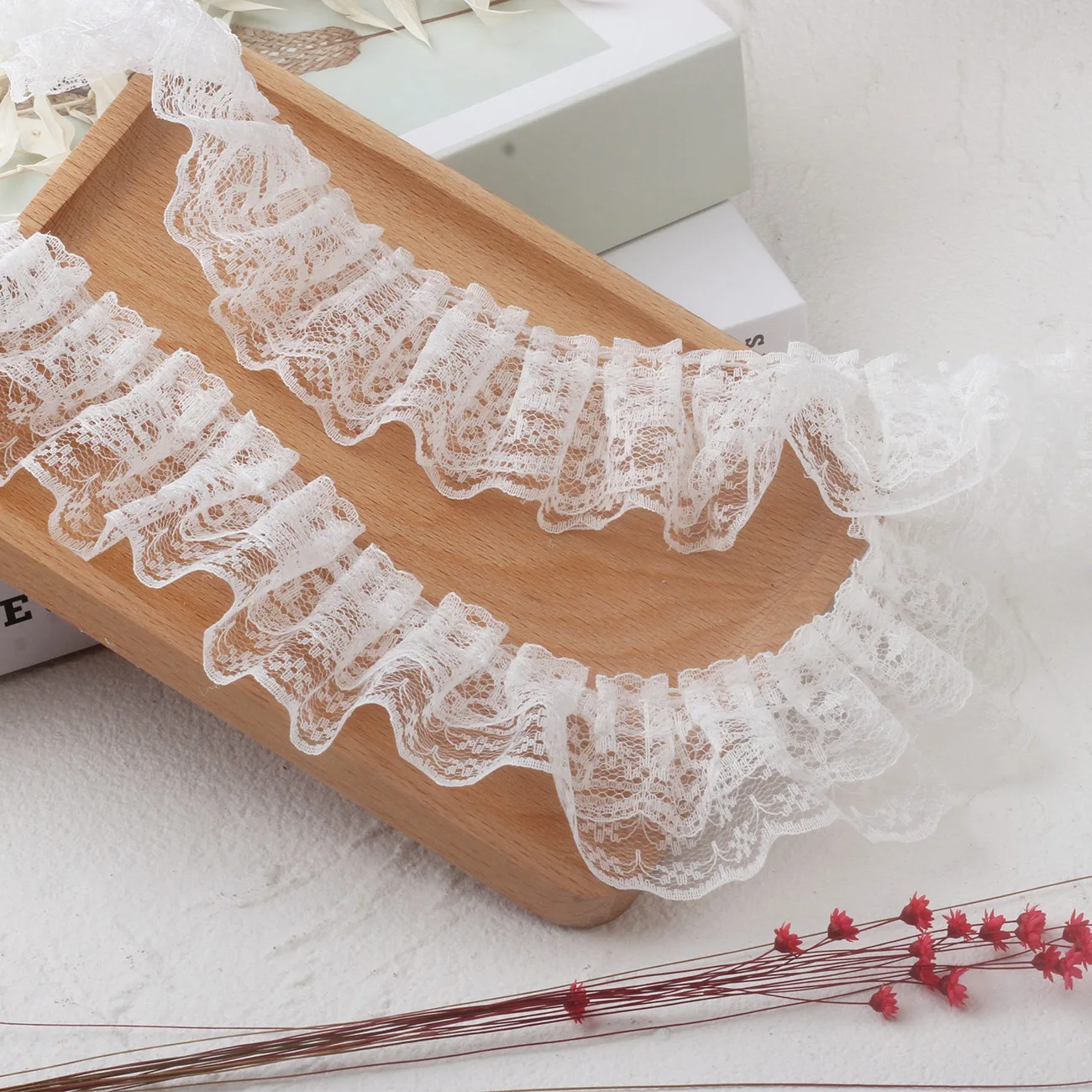 Popular 5cm wide 5yards/10yards 2layer Mesh Lace Ruffles Lace Craft Patchwork Toy Craftsmanship Skirt Hem Accessories X1436