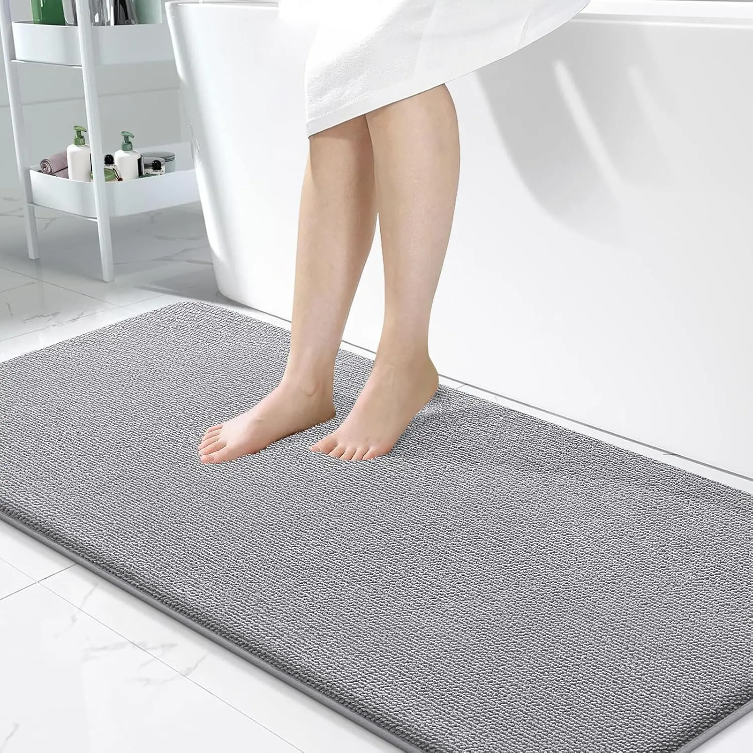 

Extra Soft Absorbent Bath Mat Rug 50x30, Quick Dry Non-Slip Memory Foam for Bathroom Tub Shower Home Decor Grey