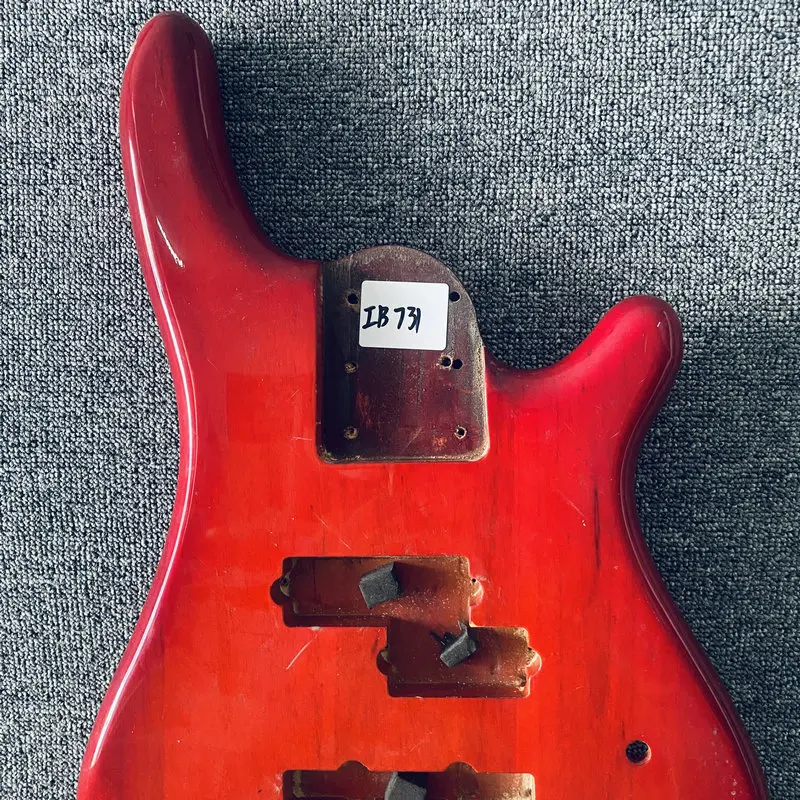 IB731 Transparent Red Color PJB Bass Semi Finishing Electric Bass Bodu Active Pickups in Solid Wood for Replace and DIY