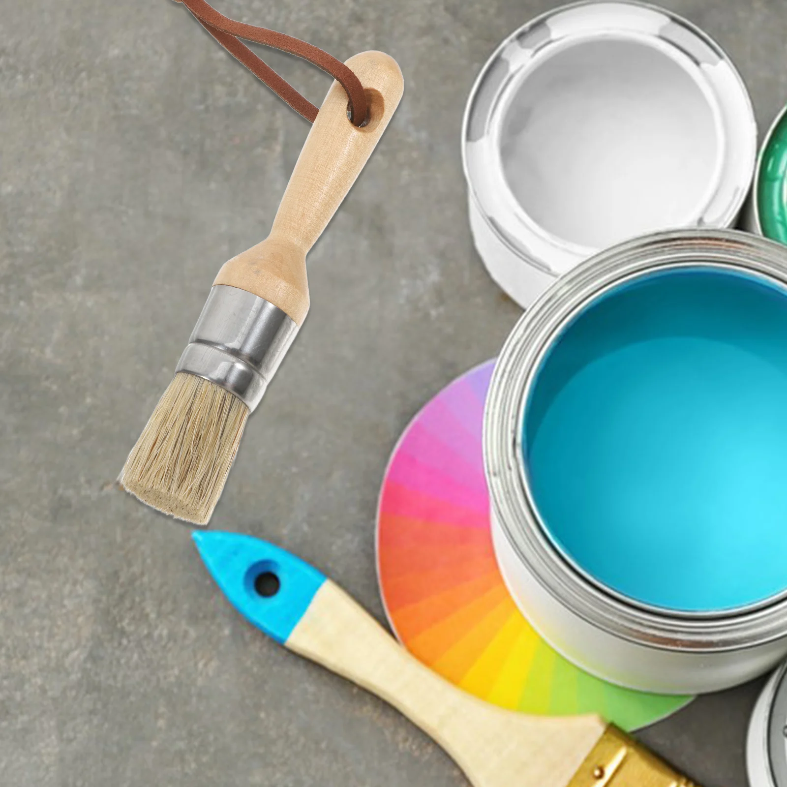 

2pcs Car Washing Paint Brushes Oil Bristle Multi-Use Portable Wood Handle Painting Tool Wall Art Furniture Wax Craft Supply