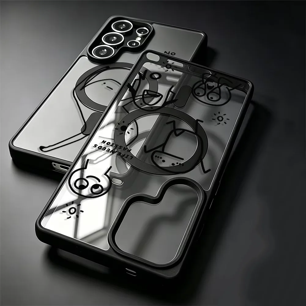 Cartoon Line People Magsafe Case for Samsung Galaxy S26 Ultra S24+ S25+ S23+ S26+ S24 FE S23 S25 Plus S22 S22+ Back Phone Cover