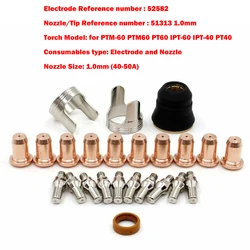 52582 51313 1.0 Plasma Mondstuk Elektrode Voor Pt60 Pt40 IPT-40 Toorts Plasma Snijscherm Dop 40-50a Lasonderdelen