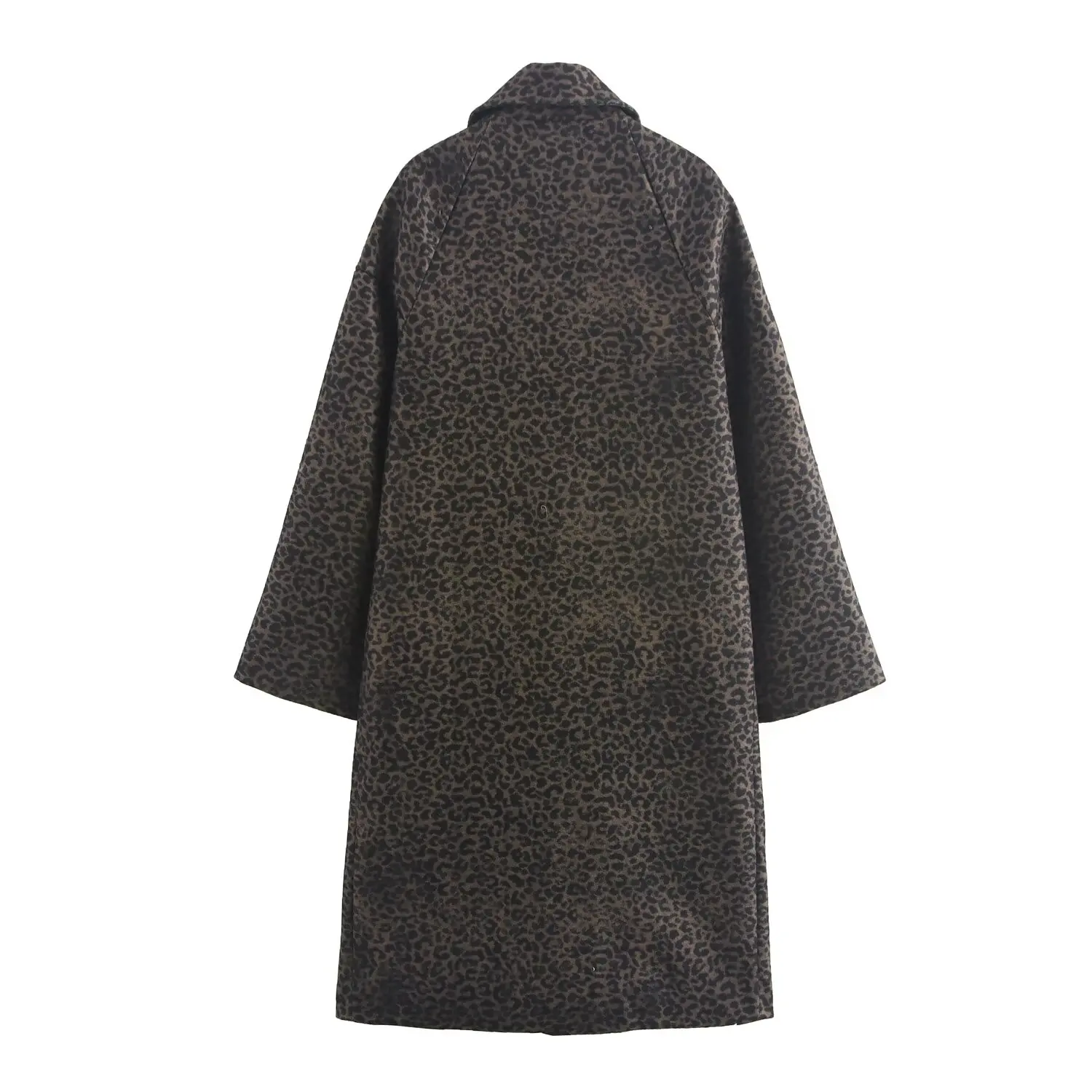 Tangada 2024 Winter Women Leopard Thick Warm Woolen Long Coat Long Sleeve Female Elegant Overcoat QD0157