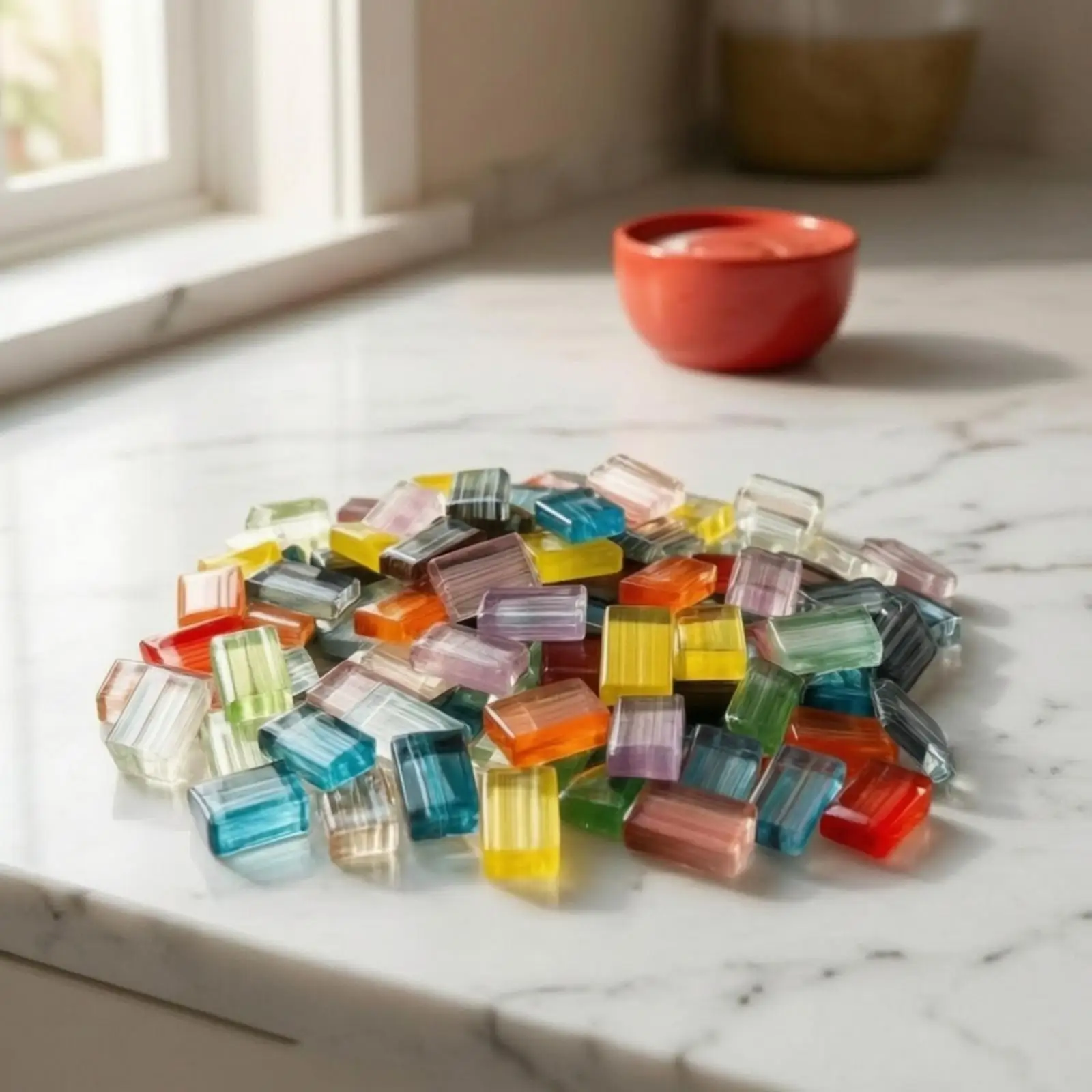 Irregular Crystal Glass Mosaic Tiles 10x15x4mm Translucent Stripe Colorful for DIY Craft Art Home Decor Supplies