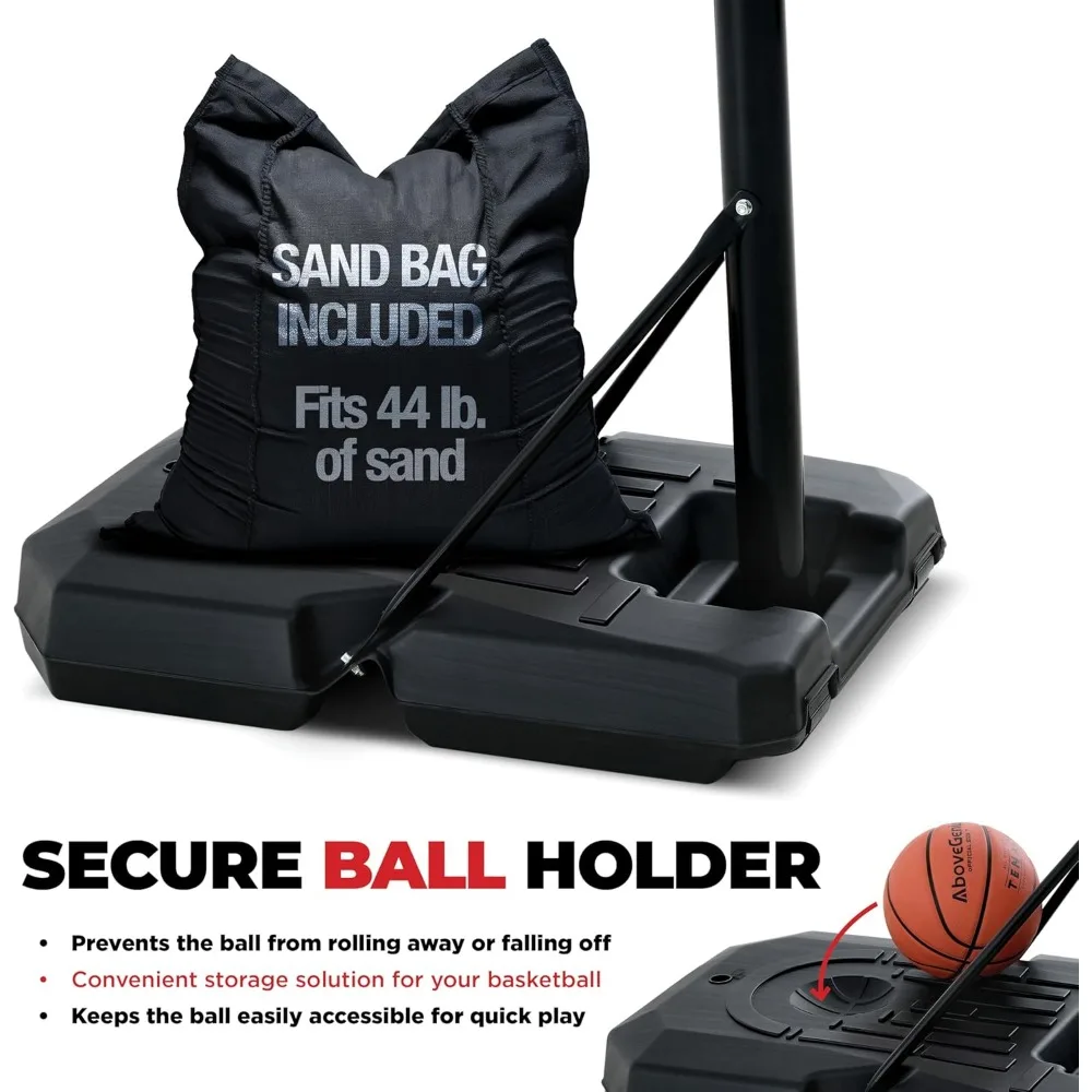 Canestro da basket regolabile da 10 piedi con tabellone infrangibile da 44 pollici - Ideale per le impostazioni di altezza di 8-10 piedi