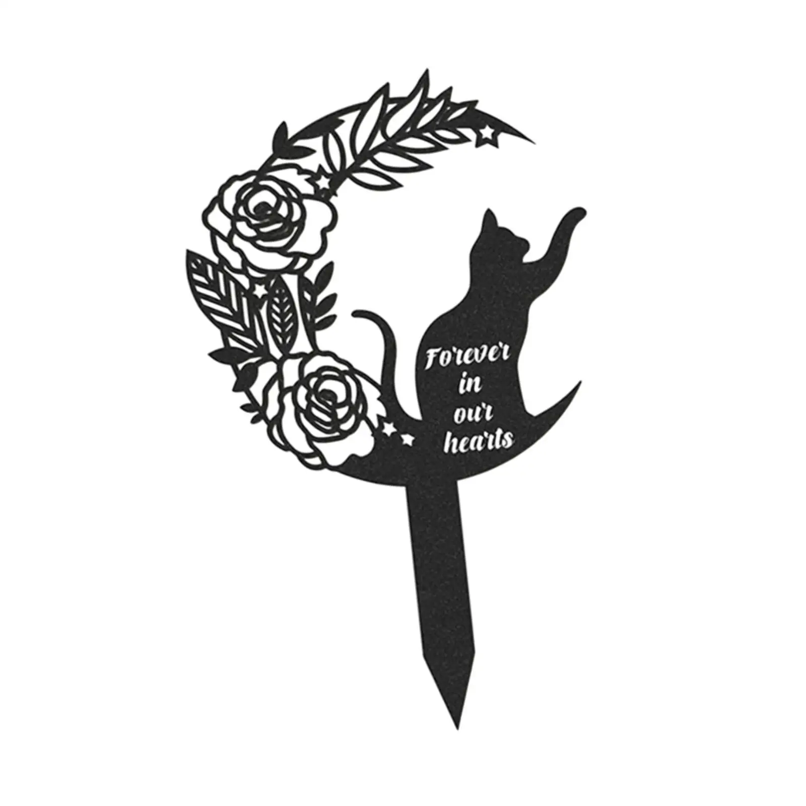 Cat Memorial Grave Marker Decorative Metal Yard Stake Pet Remembrance Plaque for Patio Outside Garden Decor