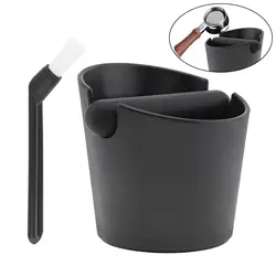 Serviceable Shock Absorption Coffee Knock Box with Espresso Cleaning Brush, Removable Knock Bar Espresso Dump Bin