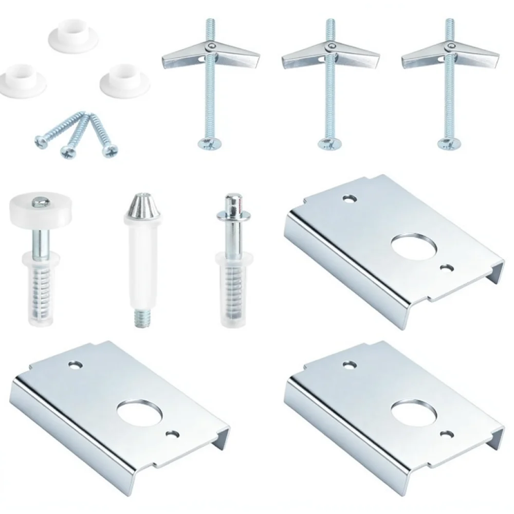Folding Door Repair Hardware Set Carbon Steel Reinforcement Brackets Pivot Pins Guide Wheels Closet Door Fix Kit