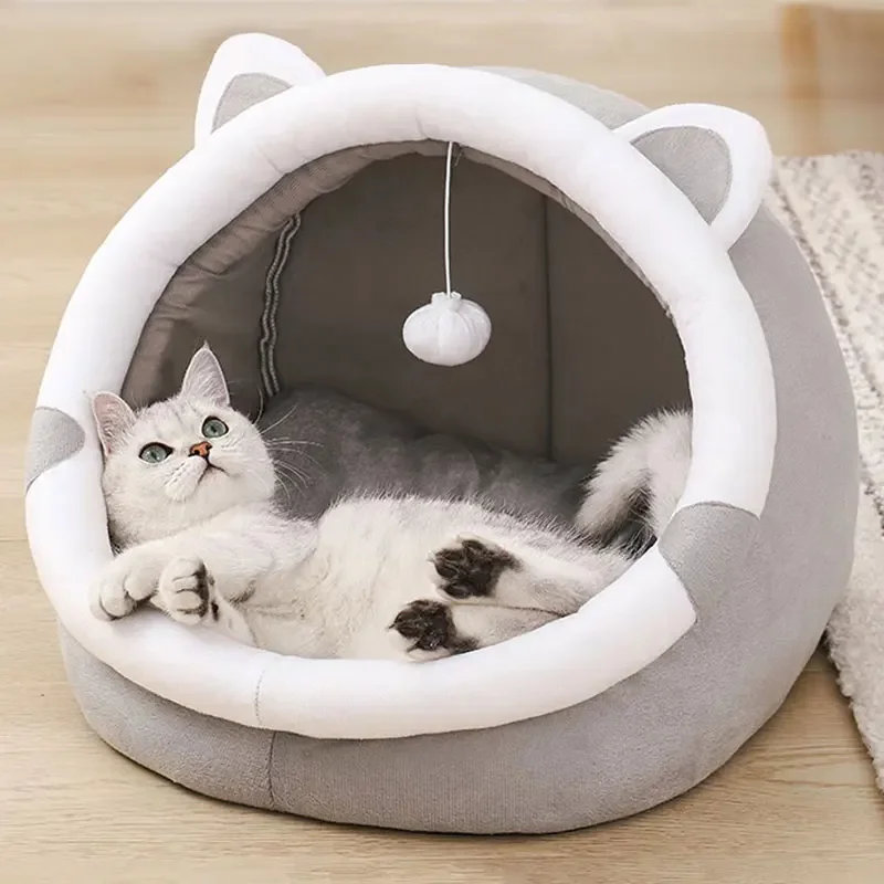 

Cute Cat Bed for Indoor Small and Large Cats Dog Tent Soft Pet Kitten House Cozy Puppy Cushion