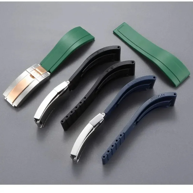 

Rubber Watch Strap for Rolex for Water Ghost Wristband 20mm Bracelet for Oysterflex Curved End Watchband Silicone Men Sport Belt