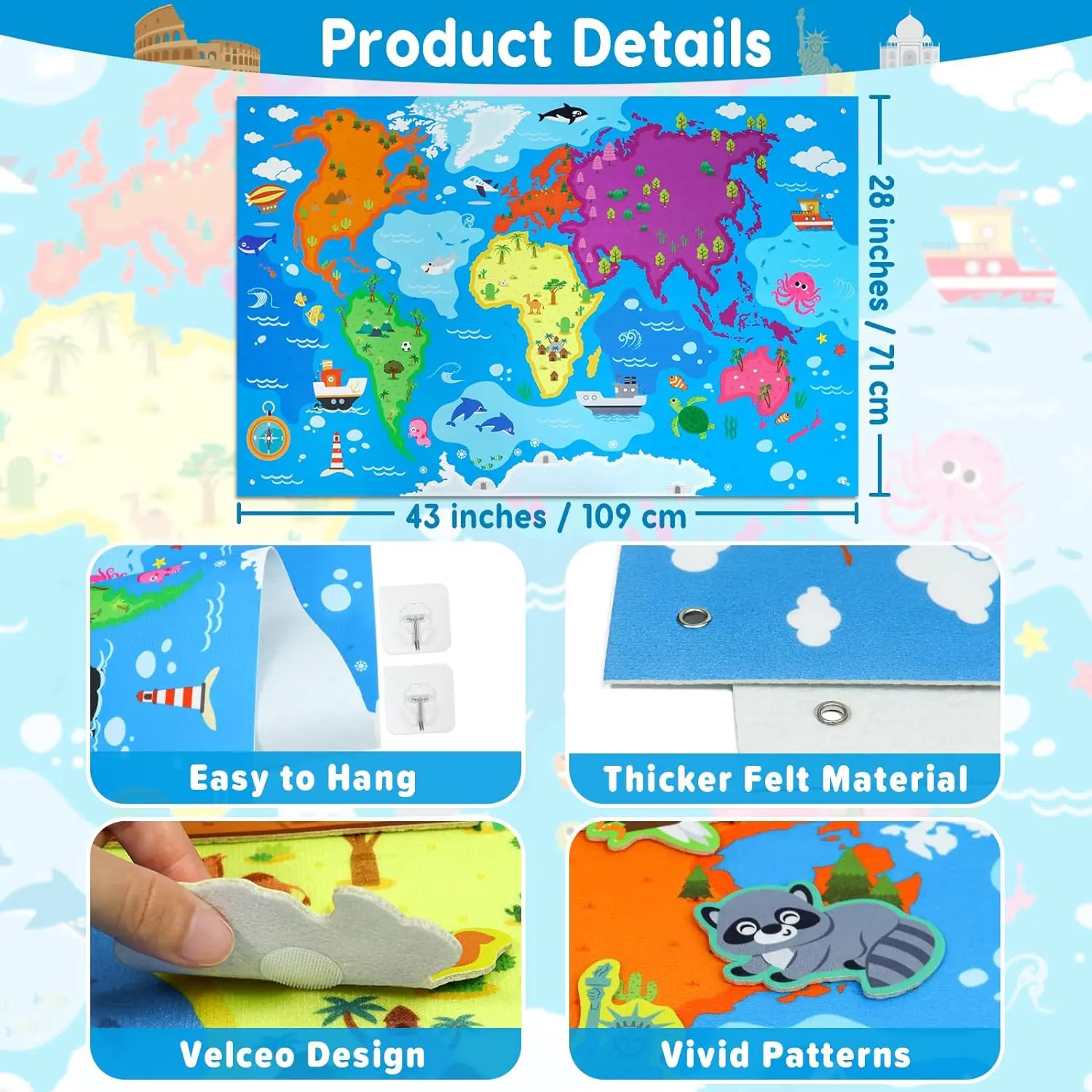 Zoom Tier Filz Geschichte Bord Montessori Frühen Lernen Spielzeug Themen Storytelling Flanell Spielzeug Interaktive Spiel Wand Hängen Geschenke – Detail 9