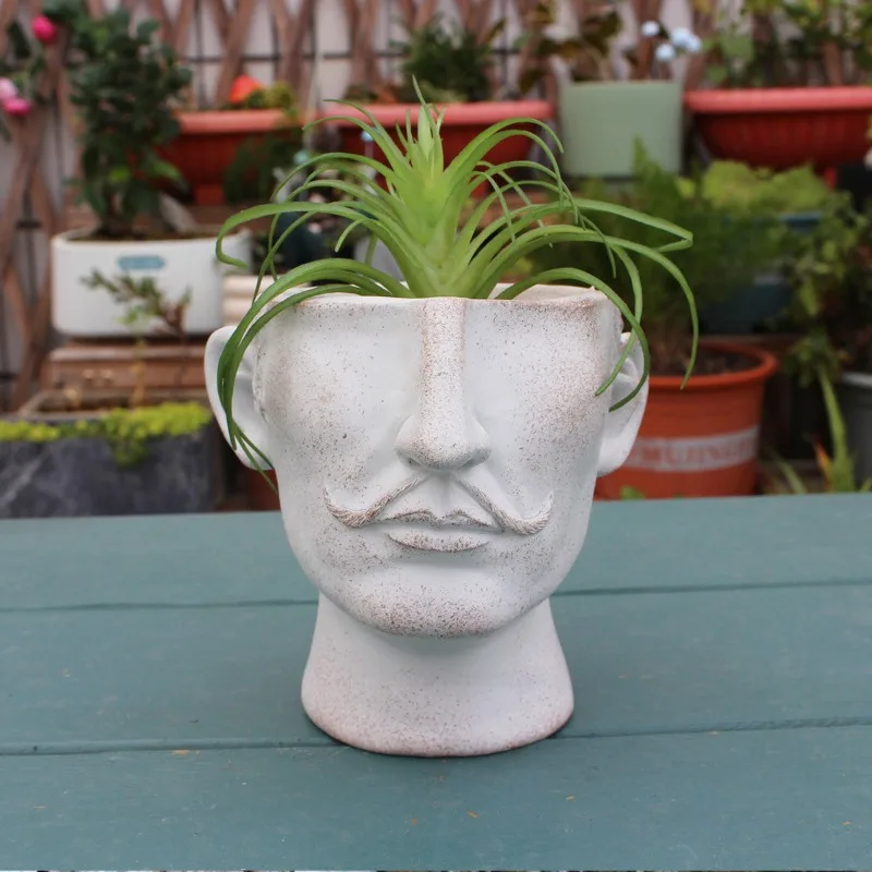 Creative Half Face Flowerpot Beard Chin Shaped Vase Planter Plant Pot Pen Storage Box Home Decoration Garden Accessories Gift