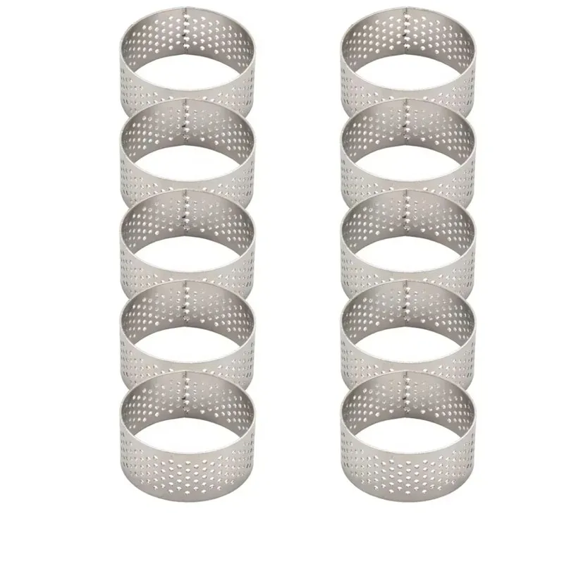 10 Stück Zubehör Ausstecher 4 cm Edelstahl perforiert nahtloser Tortenring Quiche Ring Tortenform Pie Kuchenform nahtloses Backen