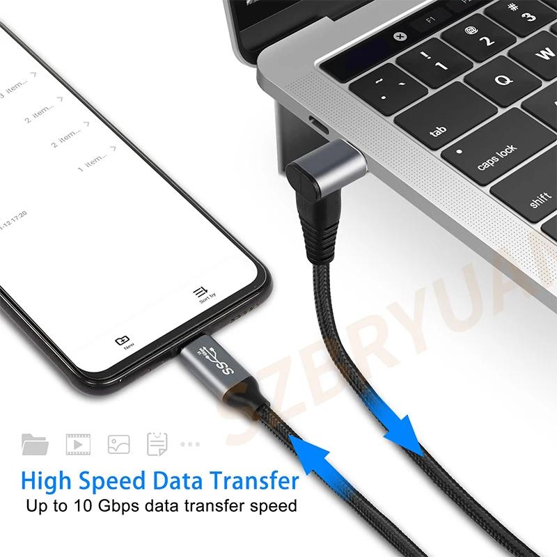 USB C Elbow Thunderbolt 10Gbps Cable type C to type C 4K60Hz PD100W 5A Fast Charging For MacBook Pro Steam Deck Samsung iPhone15