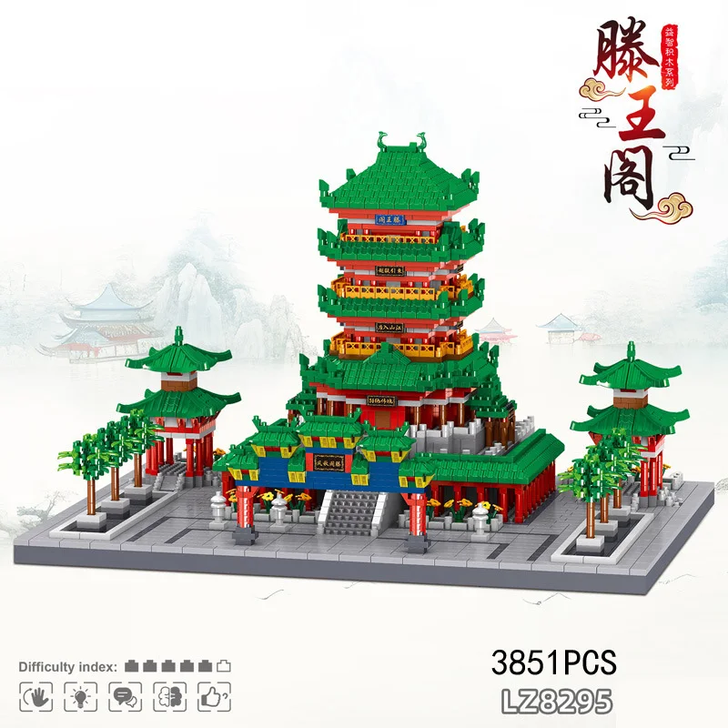 

China Famous Historical Cultural Architecture Micro Diamond Block Pavilion Of Prince Teng Wang Pavilion Nanobrick Brick Toys