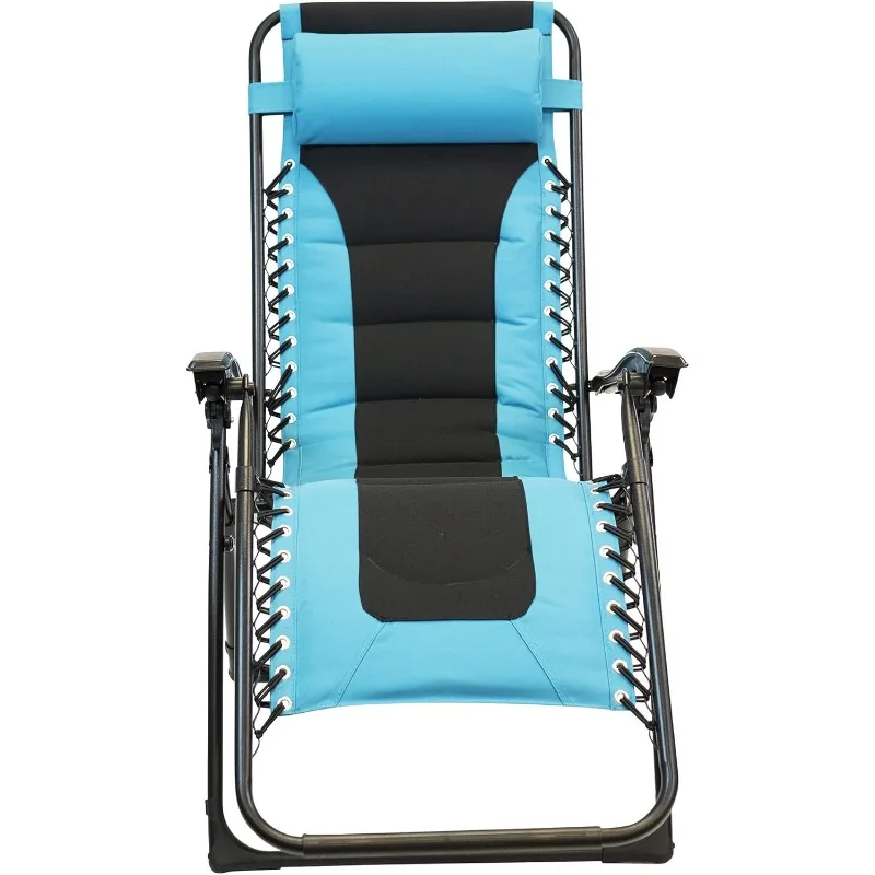 203079pb Turquoise Gewatteerde Zwaartekrachtstoelen Met Voetbedekking En Grote Bekerhouder, 35.43X25.59X41.5 Inch