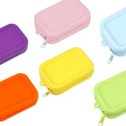 Silicone Organizer Cosmetic Bag Vintage Waterproof Smooth Zipper Earphone Bag Macaron Color Wallet Coin Purse Students