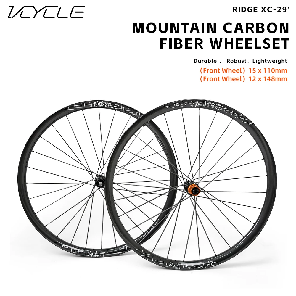 Колеса VCYCLE RIDGE XC 29 дюймов для горных велосипедов, карбоновые, 15-110 мм, 12-148 мм, передние/задние, 28 отверстий, MS HG XD Freehub, для XC-гонок, НОВИНКА