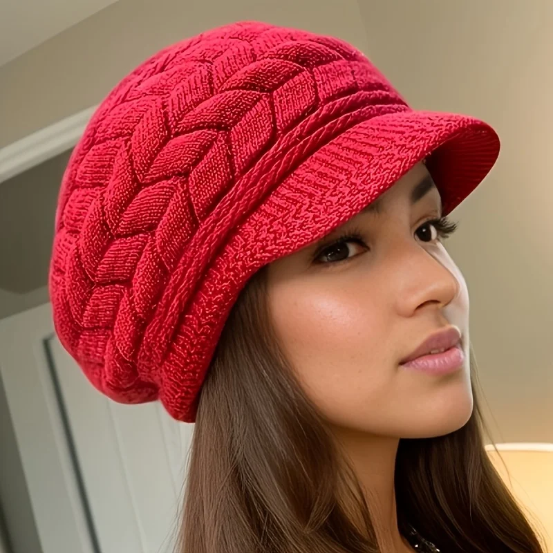 Women's Warm Winter Hat with Earmuffs, Adjustable Soft Beanie for Cold Weather, Anti-Cold Solid Color - 7 Colors