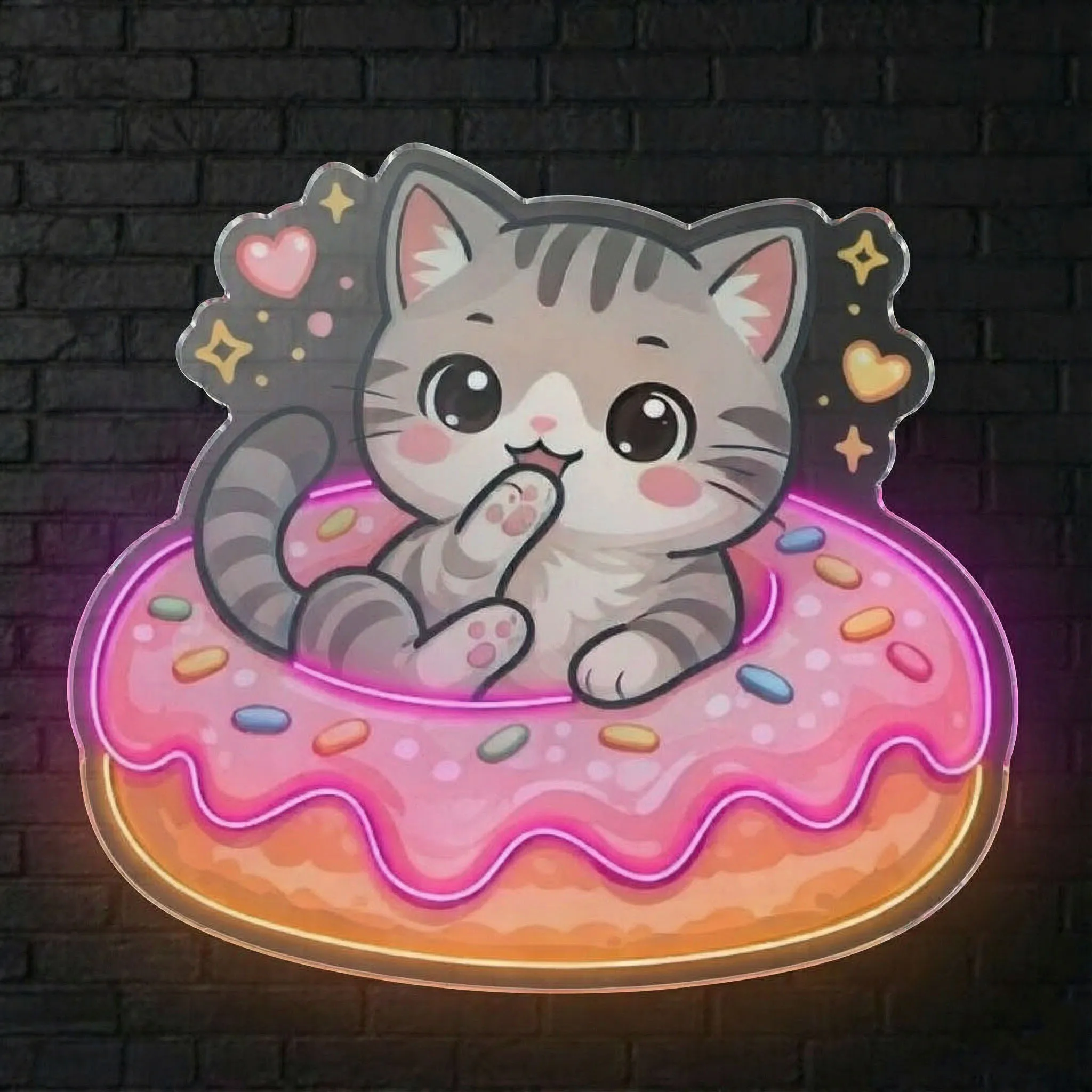 Custom Donut Cat Neon Sign,Donut Led Neon Sign,Donut Shop Wall Decor,Gift For Food Shop,Cat Lover Gift,Business Neon Sign