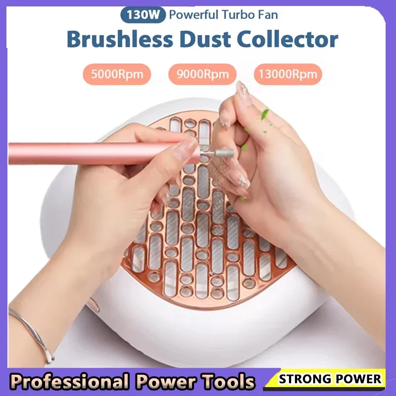 

130W Brushless Nail Dust Collector with Super Suction Powerful Nail Art Manicure Fan Vacuum Cleaner with 2 Filters for Salon Use