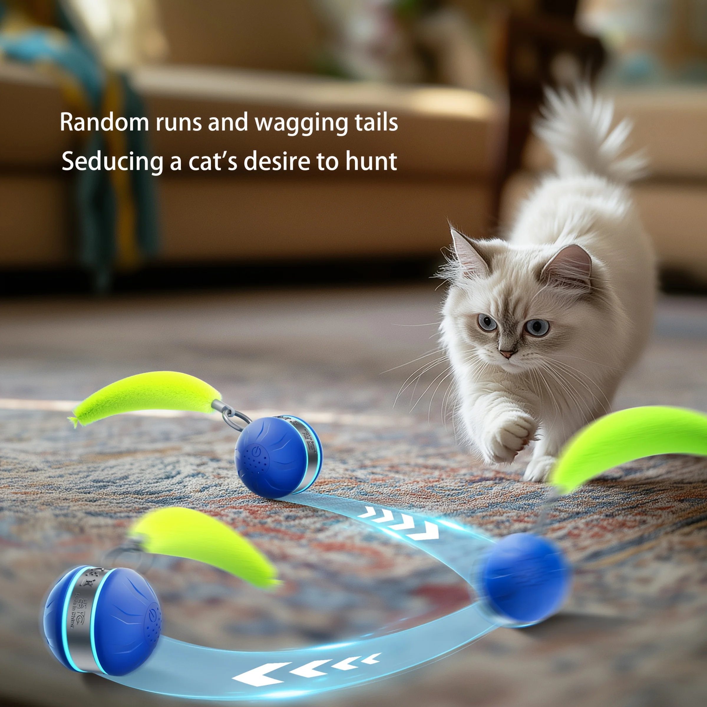 

Smart Cat Balls Electric Interactive Speedy Tail Birdcall Rolling Cat Toy Ball Pet Interactive Movement Toys