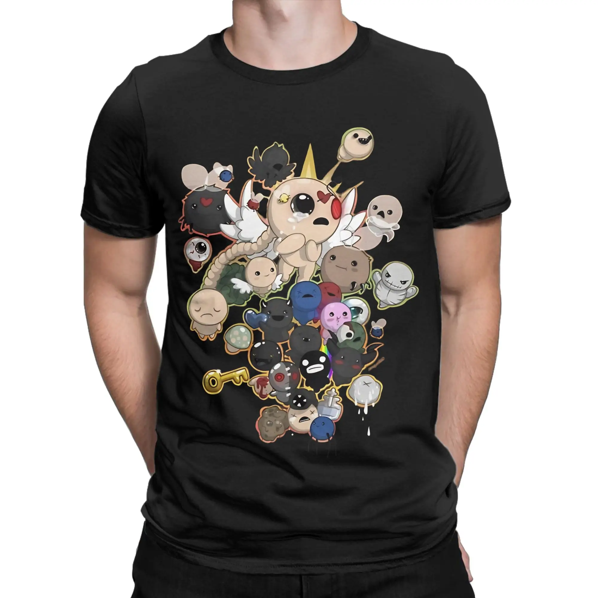 The Binding of Isaac Classic Shirt white poster Novelty 100% Cotton T-Shirt The Binding Of Isaac Rebirth Tees Tops For Men