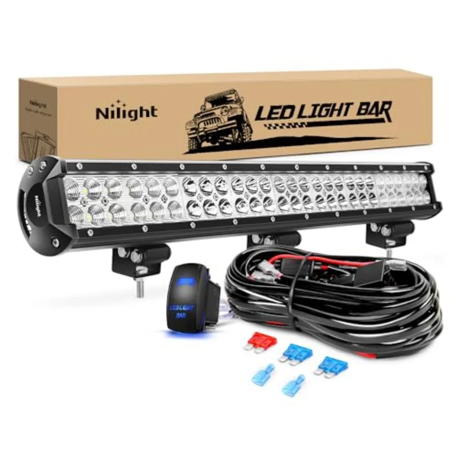 

LED Light Bar 25Inch 162W Spot Flood Combo Off Road 12V 5Pin Rocker Switch Wiring Harness Kit 2 Years Warranty ZH081