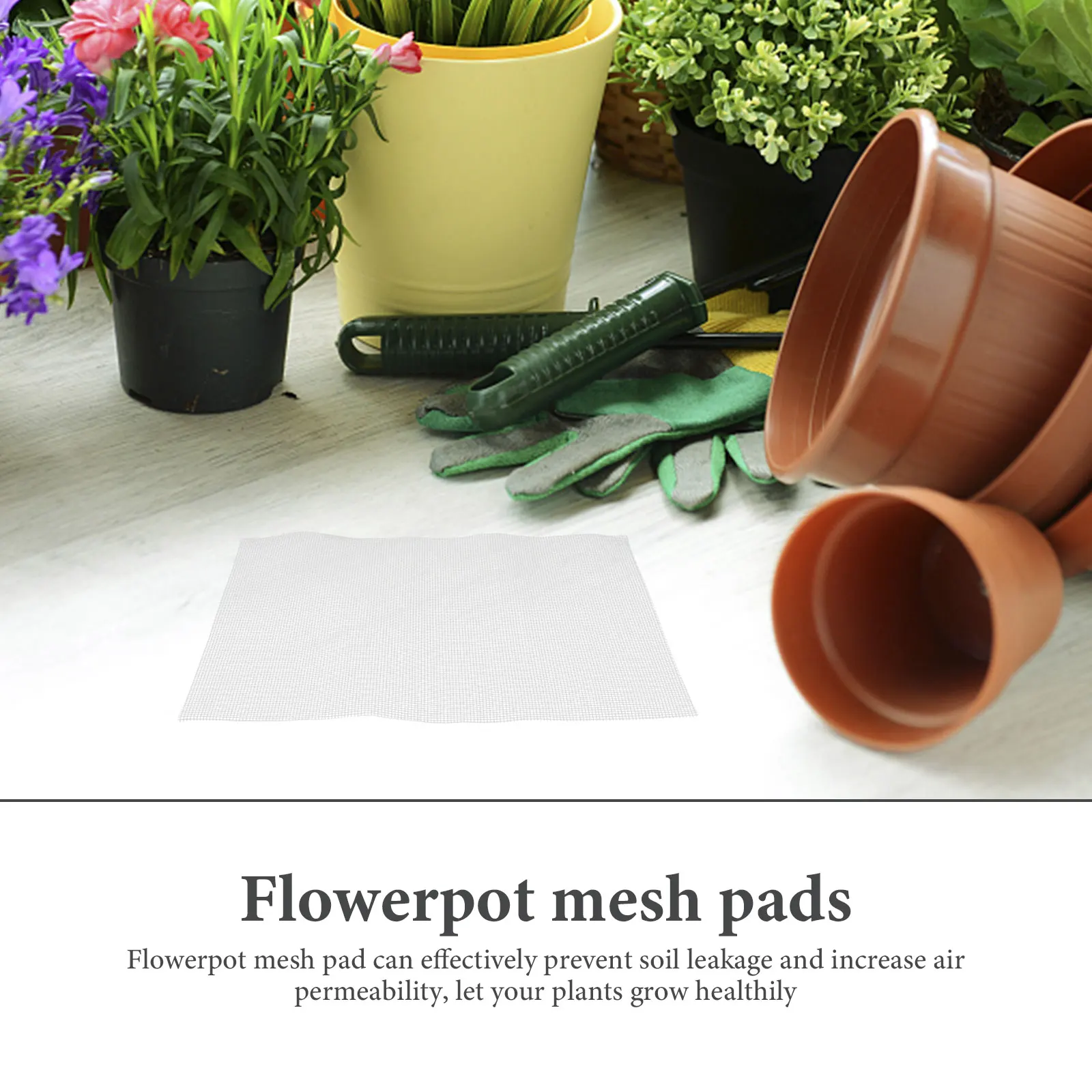 

5 Pcs Flower Pot Bottom Hole Pad 20x30cm White Planter Mesh Pads Succulent Bonsai Drainage Mats Prevent Soil Leakage