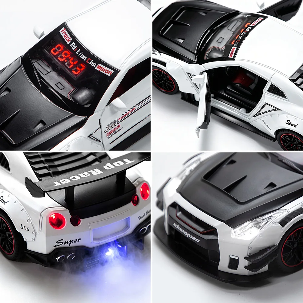 Hypercar LED Alarm Clock, Rechargeable Desk Car W/ Remote, Engine Sound & Water Mist Exhaust Light, Gift for Men Bedroom Office
