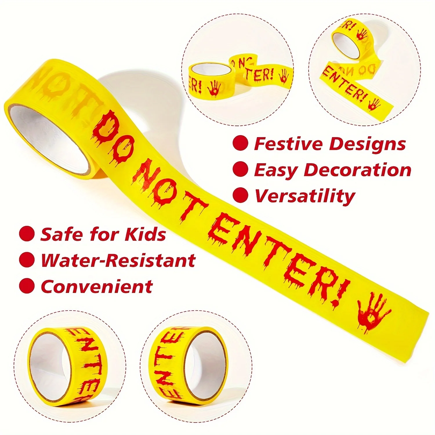 Halloween Caution Tape Bloody Handprints 25m Plastic Warning Ribbon for Horror Party Decoration Zombie Scare Barrier Decor