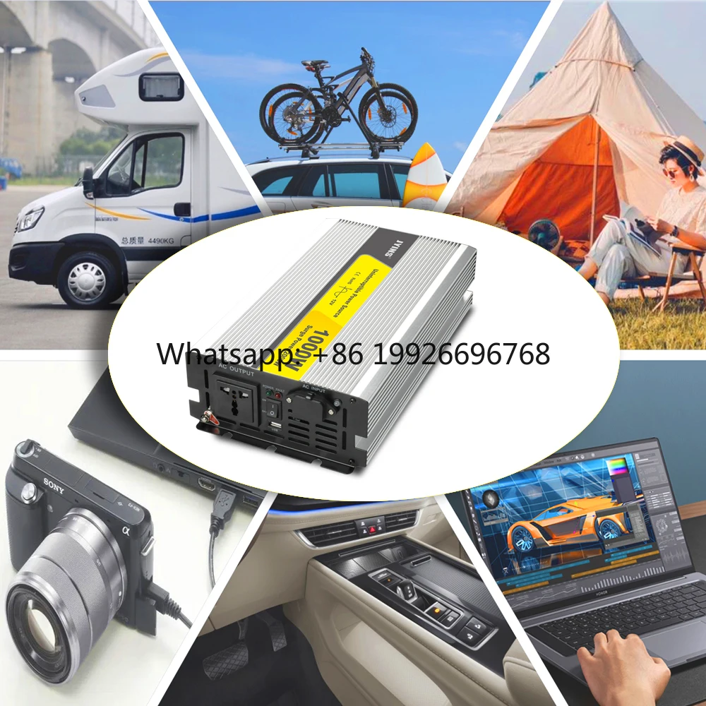 

Инвертор напряжения DC 12В/24В в AC 110В/230В, зарядное устройство для литиевых аккумуляторов, 1000Вт, модифицированная синусоида, для автодомов и мототехники