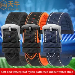 Men Wrist Band For Longines Seiko Citizen Hamilton CASIO Tissot Omega series nylon rubber Bottom watch strap 20/21/22/23/24mm