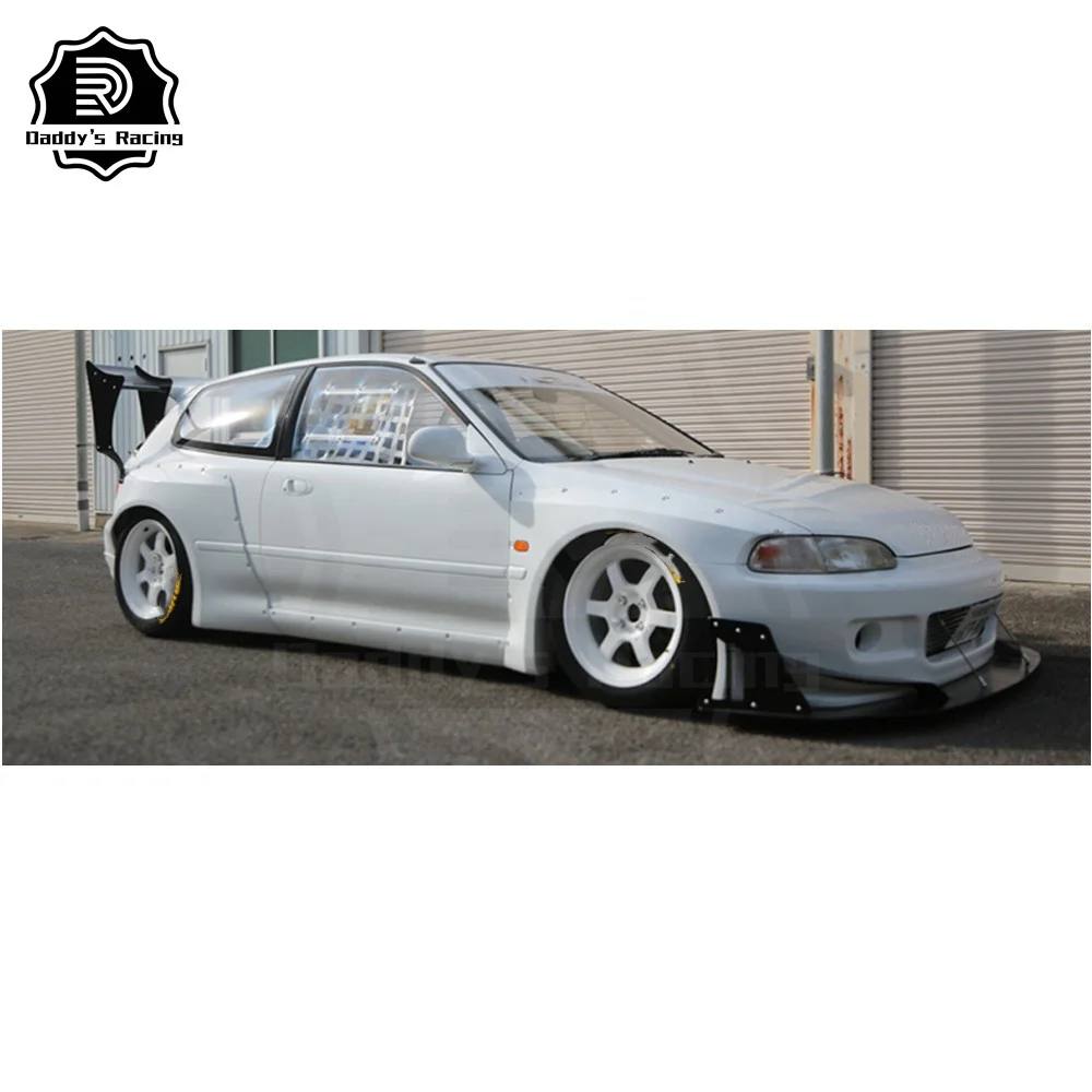 Fiber Glass Body Kit Fit For Honda Civic V EG Rocket B Style 1992-1995 Wide Body Kit Bumper Fender Flare Spats Spoiler